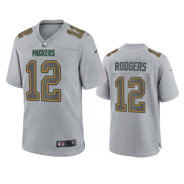  Mnes Green Bay Packers #12 Aaron Rodgers Gray Atmosphere Fashion Game Jersey 