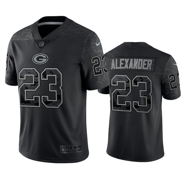  Mnes Green Bay Packers #23 Jaire Alexander Black Reflective Limited Jersey 