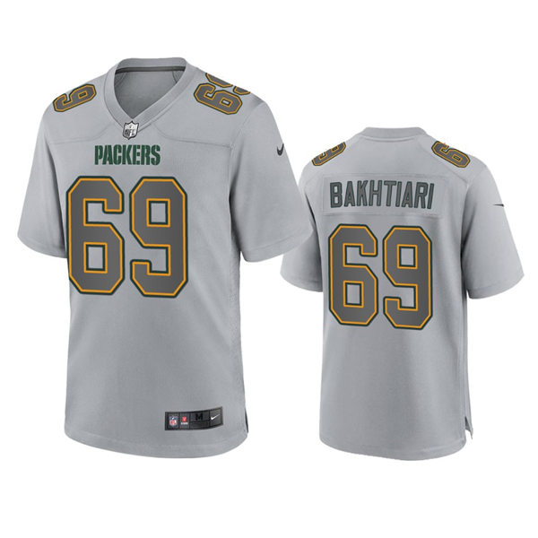  Mnes Green Bay Packers #69 David Bakhtiari Gray Atmosphere Fashion Game Jersey 