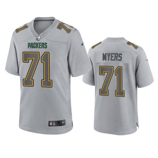  Mnes Green Bay Packers #71 Josh Myers Gray Atmosphere Fashion Game Jersey 