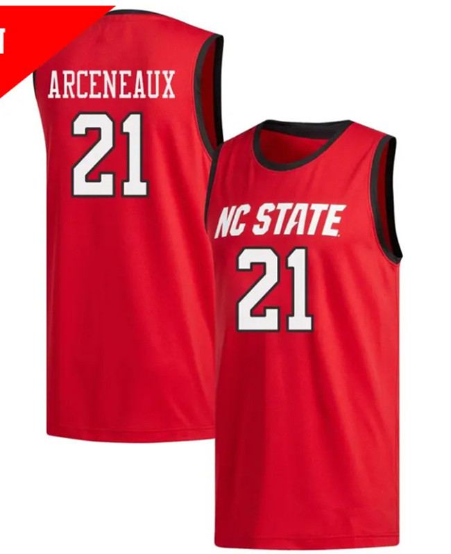  NC State Wolfpack #21 Terrance Arceneaux 2025 Red College Basketball Game Jersey 