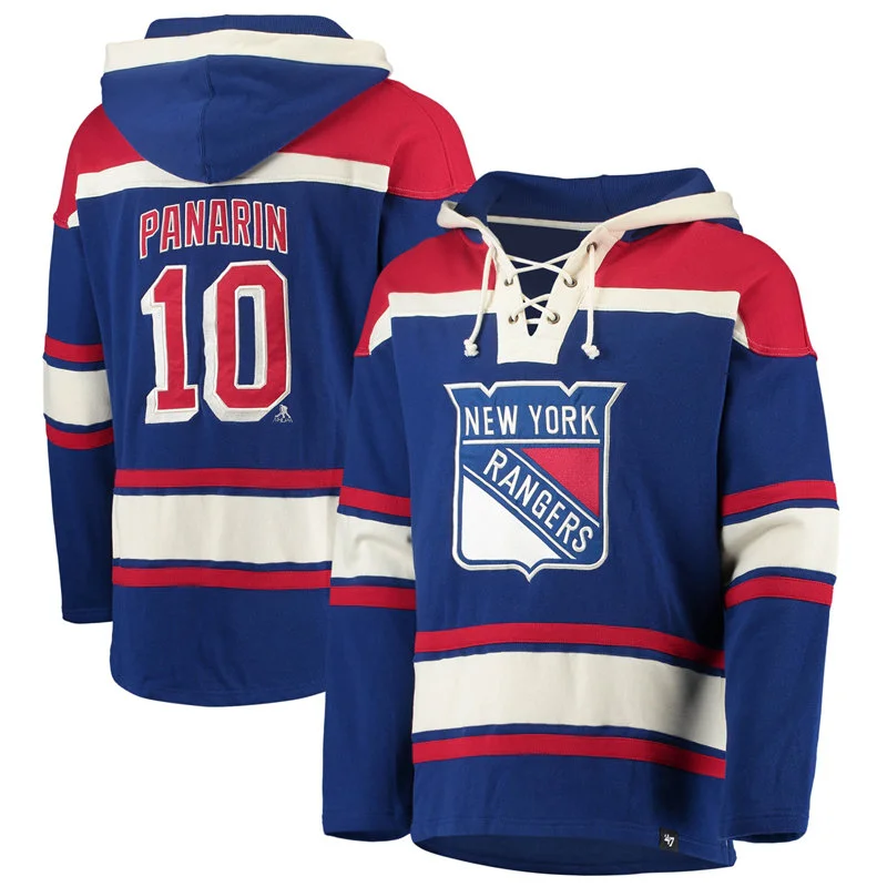  New York Rangers #10 Artemi Panarin Lacer Pullover Hoodie - Royal 