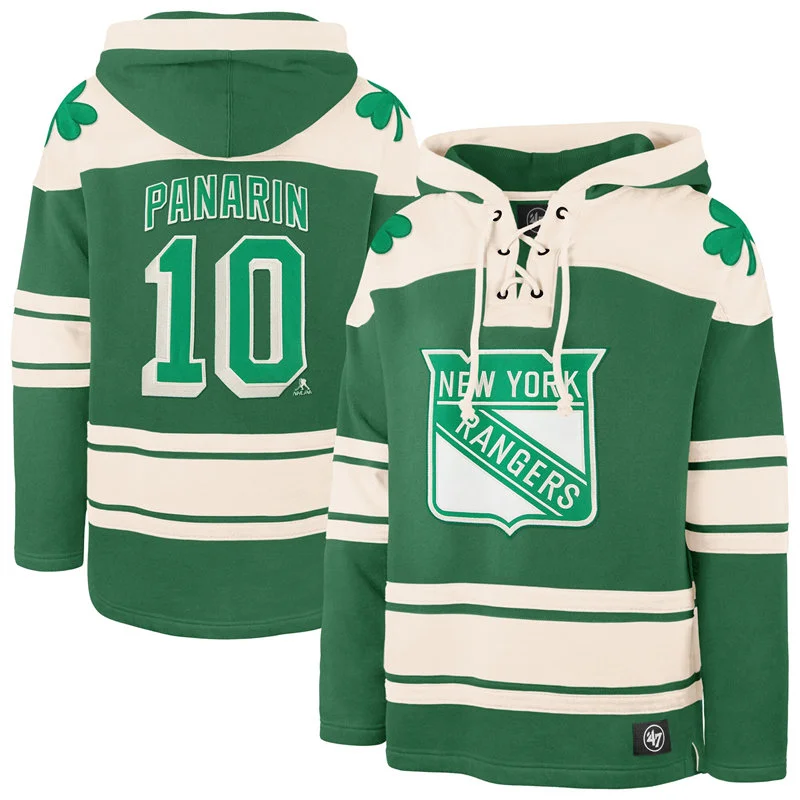  New York Rangers #10 Artemi Panarin St. Patrick's Day Lacer Pullover Hoodie - Kelly Green 