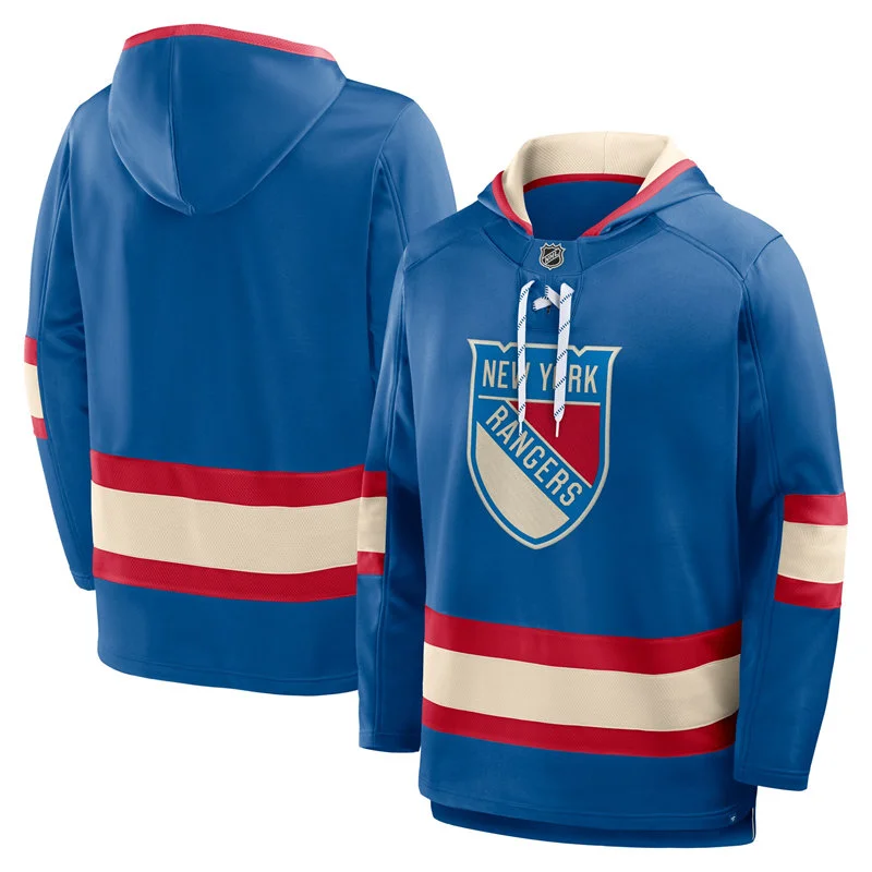  New York Rangers Blank Fanatics 2026 NHL Winter Classic Lace Collar Hoodie - Blue 
