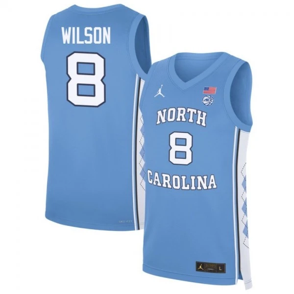  North Carolina Tar Heels #8 Caleb Wilson Blue College Basketball Game Jersey 