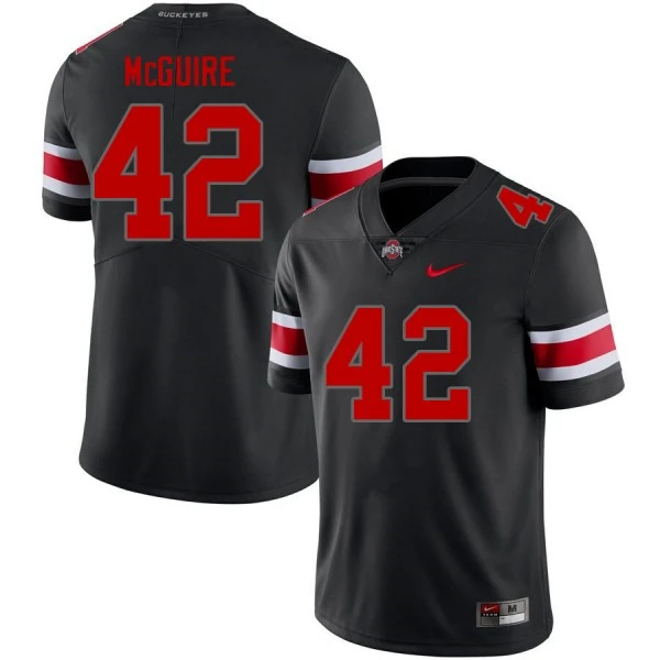  Ohio State Buckeyes #42 Joe McGuire 2025 Blackout Nike F.U.S.E. Limited College Football Game Jersey 