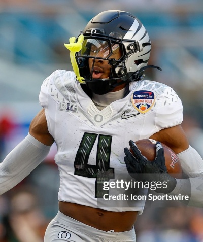  Oregon Ducks #4 Brandon Finney Jr. 2025 BIG Ten Alternate Game Football Jersey White 