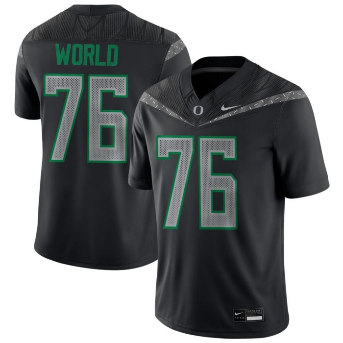  Oregon Ducks #76 Isaiah World  Black GENERATION O FLY ERA F.U.S.E. Limmited Football Game Jersey 