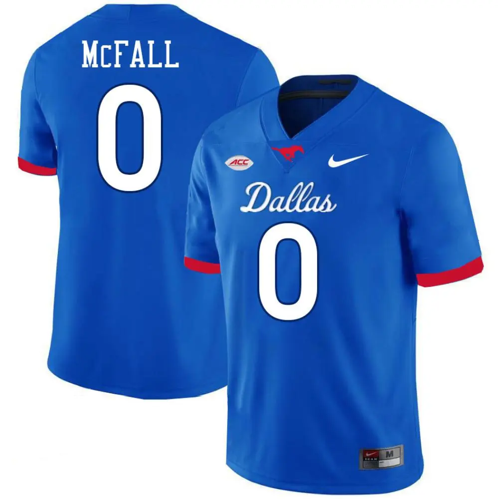  SMU Mustangs #0 Derrick McFall Royal Dallas Limited Football Jersey 
