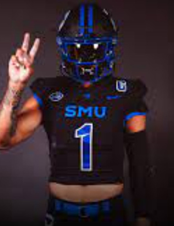  SMU Mustangs #1 Ty Hawkins 2025 Black Football Game Jersey 