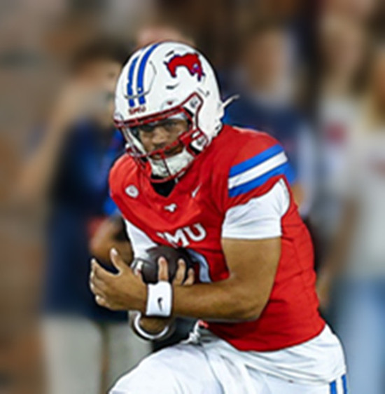  SMU Mustangs #1 Ty Hawkins 2025 Red Football Game Jersey 