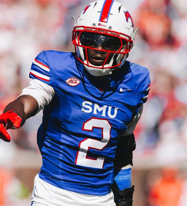  SMU Mustangs #2 Jordan Hudson 2025 Royal Football Game Jersey 