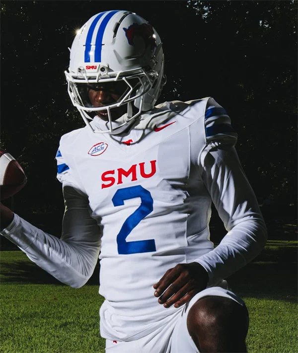  SMU Mustangs #2 Jordan Hudson 2025 White Football Game Jersey 