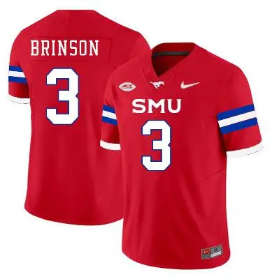  SMU Mustangs #3 Romello Brinson  2025 Red Football Game Jersey 