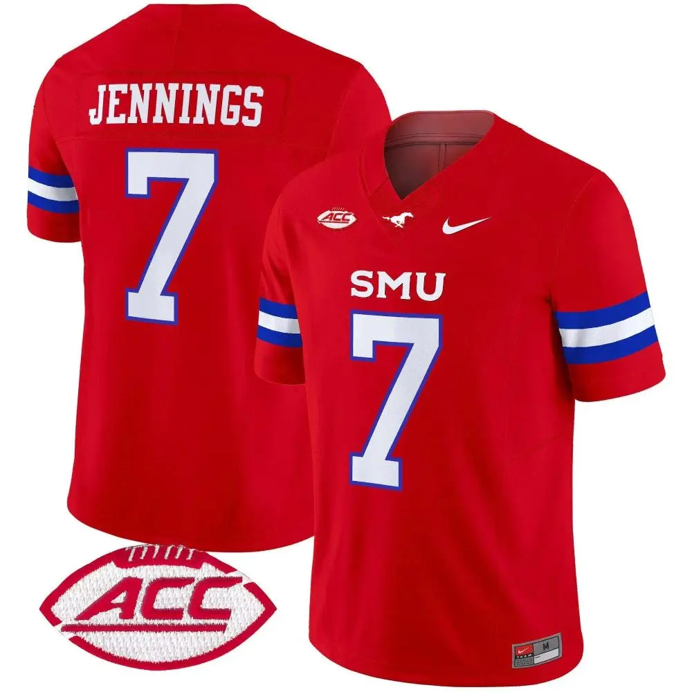  SMU Mustangs #7 Kevin Jennings 2025 Red Football Game Jersey 
