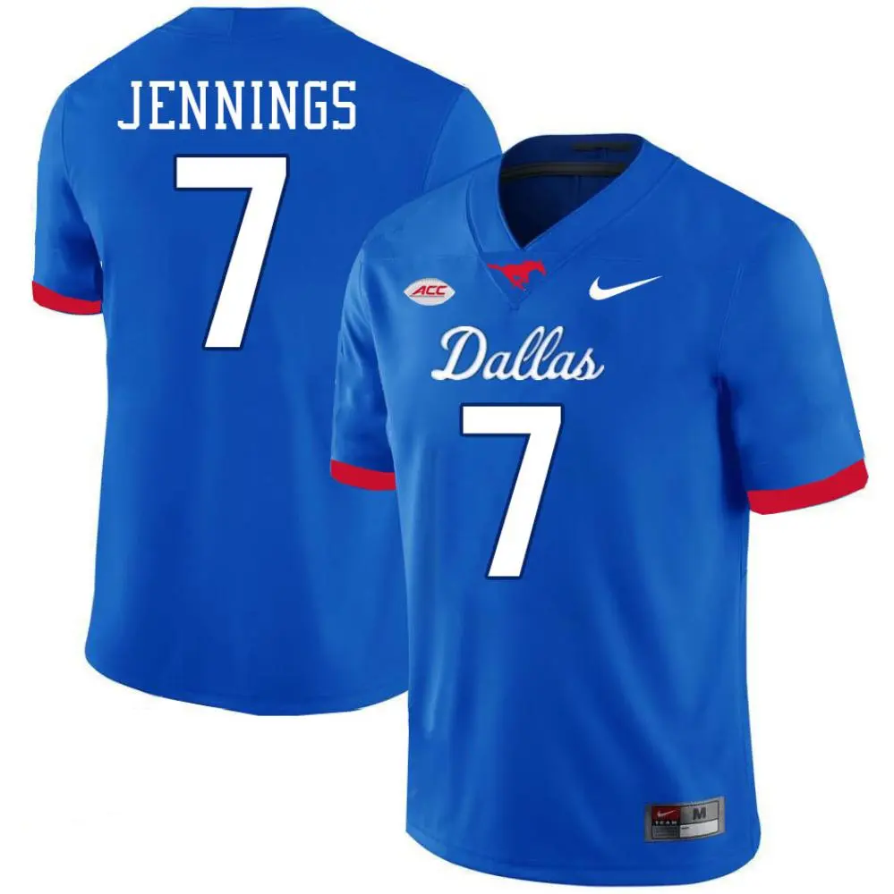 SMU Mustangs #7 Kevin Jennings Royal Dallas Limited Football Jersey 