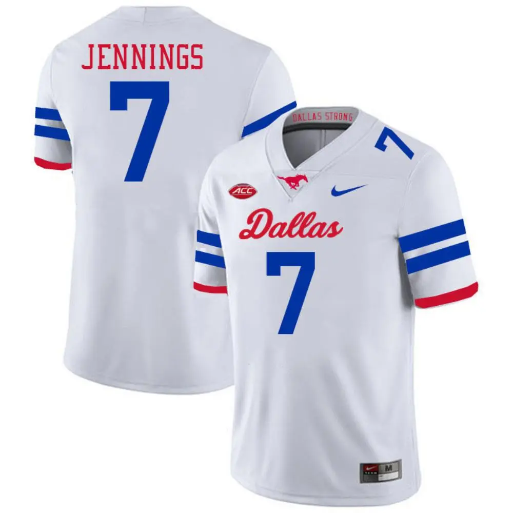  SMU Mustangs #7 Kevin Jennings White Dallas Limited Football Jersey 