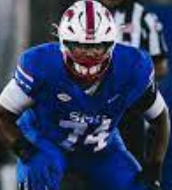  SMU Mustangs #74 Andrew Chamblee 2025 Royal Football Game Jersey 