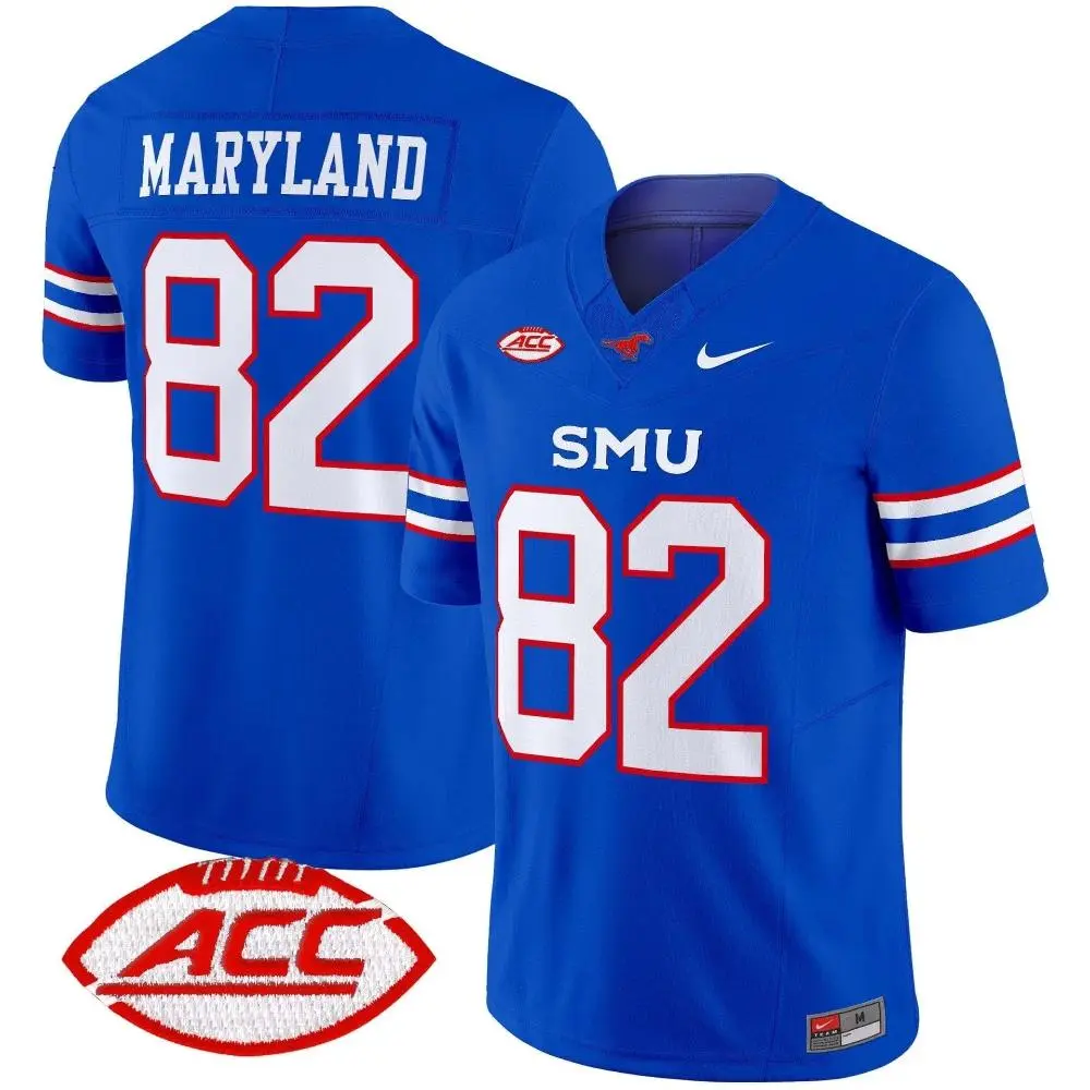  SMU Mustangs #82 RJ Maryland 2025 Royal Football Game Jersey 