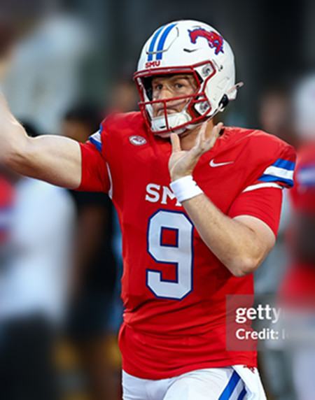  SMU Mustangs #9 Tyler Van Dyke 2025 Red Football Game Jersey 