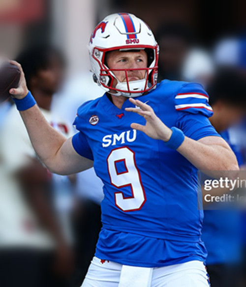  SMU Mustangs #9 Tyler Van Dyke 2025 Royal Football Game Jersey 