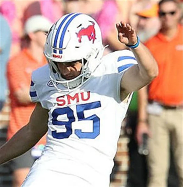  SMU Mustangs #95 SAM KELTNER 2025 White Football Game Jersey 