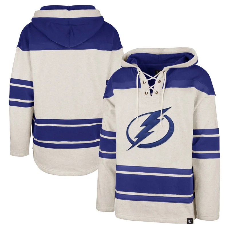  Tampa Bay Lightning Blank Lace-Up Pullover Team Hoodie - Oatmeal 