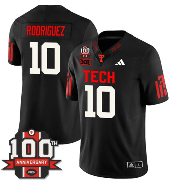  Texas Tech Red Raiders #10 Jacob Rodriguez Black 1925 100th Anniversary throwback inspired Jersey 