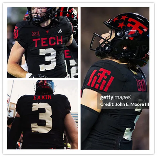  Texas Tech Red Raiders #3 Coy Eakin Black 1925 100th Anniversary throwback inspired Jersey 
