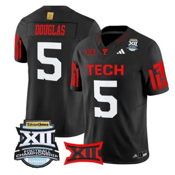 Texas Tech Red Raiders #5 Caleb Douglas Black 1925 100th Anniversary throwback inspired Jersey 