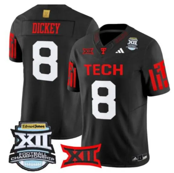  Texas Tech Red Raiders #8 Cameron Dickey Black 1925 100th Anniversary throwback inspired Jersey 