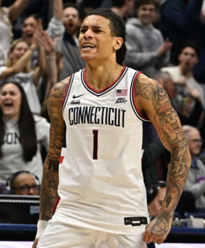  Uconn Huskies #1 Solo Ball 2025 White College Basketball Game Jersey 