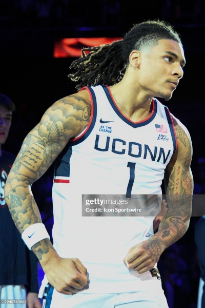  Uconn Huskies #1 Solo Ball White College Basketball Game Jersey 