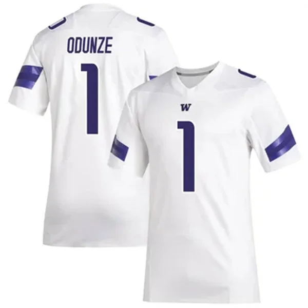  Washington Huskies #1 Rome Odunze 2023 PAC12 White Football Game Jersey 