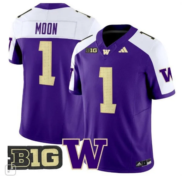  Washington Huskies #1 Warren Moon Purple White Gratitude Limited Jersey 