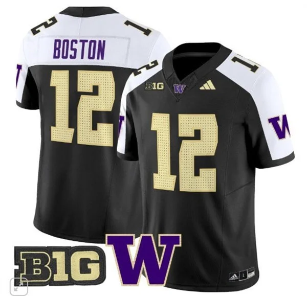  Washington Huskies #12 Denzel Boston Black White Gratitude Limited Jersey 