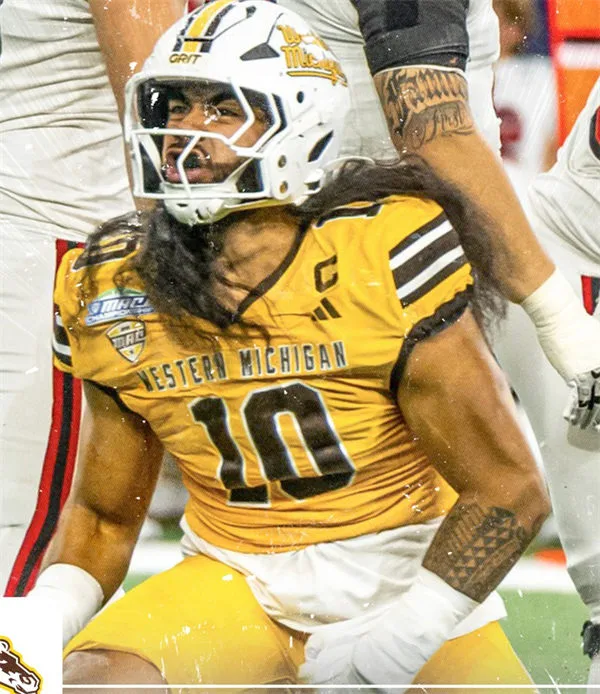  Western Michigan Broncos #10 Brady Jones 2025 Gold Football Game Jersey 