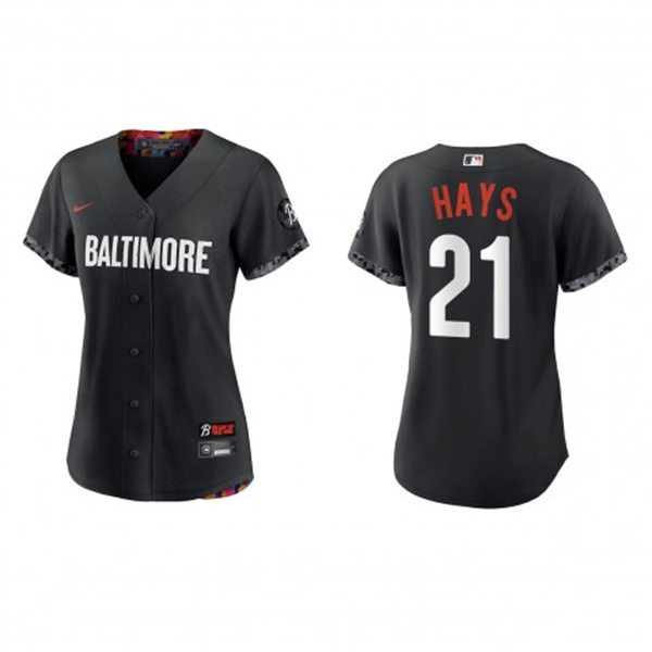  Women's Baltimore Orioles #21 Austin Hays Black 2023 City Connect Replica Jersey 