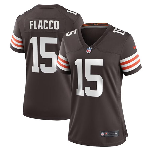  Women's Cleveland Browns #15 Joe Flacco Nike Brown Home Vapor Limited Jersey 