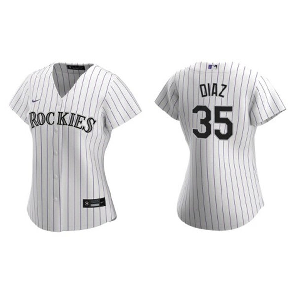  Women's Colorado Rockies #35 Elias Diaz Nike White Purple Replica Player Jersey 