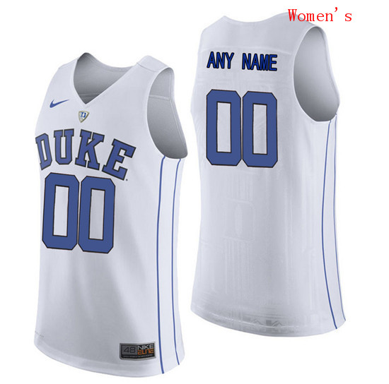  Women's Duke Blue Devils White V Neck Custom College Basketball Limited Jersey 