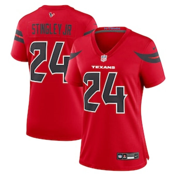 Women's Houston Texans #24 Derek Stingley Jr Nike 2024 Red Alternate Limited Jersey (2) 