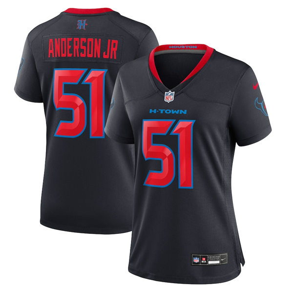  Women's Houston Texans #51 Will Anderson Jr. Nike 2024 Navy 2nd Alternate Limited Jersey   (2) 