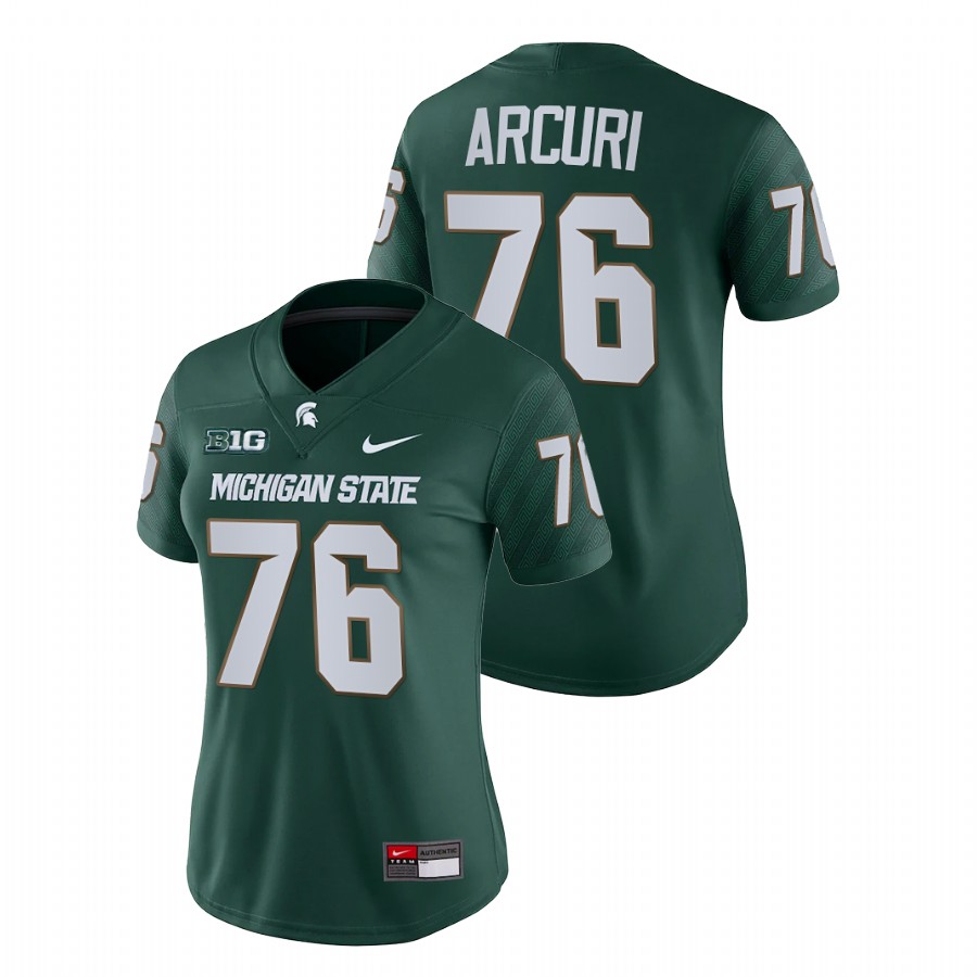  Women's Jersey Michigan State Spartans AJ Arcuri Green College Football Game Jersey