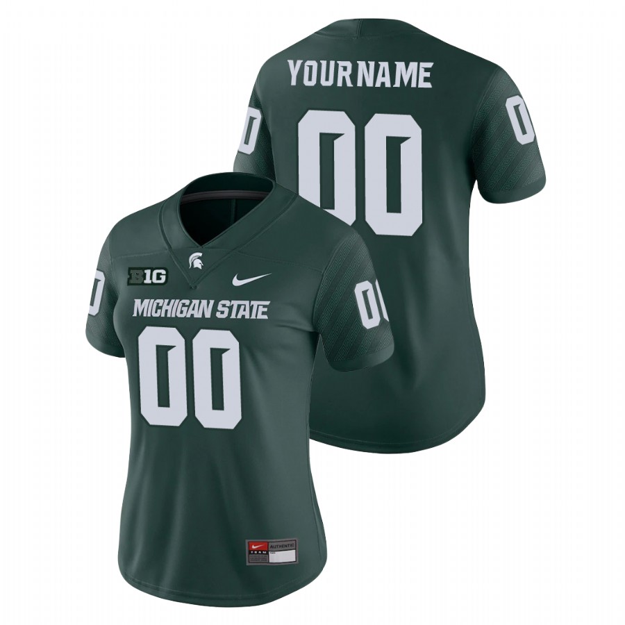  Women's Jersey Michigan State Spartans Green Custom Game College Football Jersey