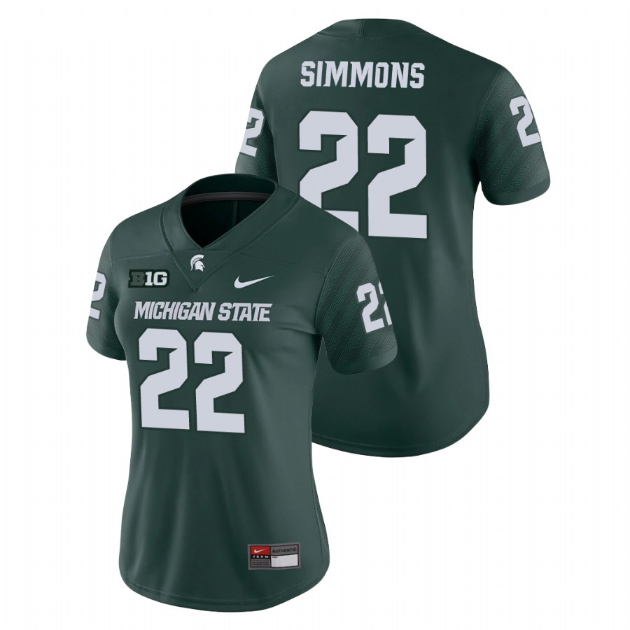  Women's Jersey Michigan State Spartans Green Jordon Simmons Game College Football Jersey