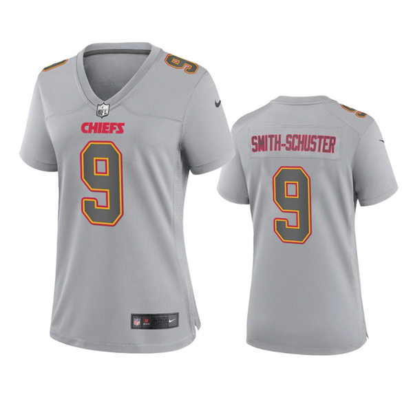  Women's Kansas City Chiefs #9 JuJu Smith-Schuster Gray Atmosphere Fashion Game Jersey 