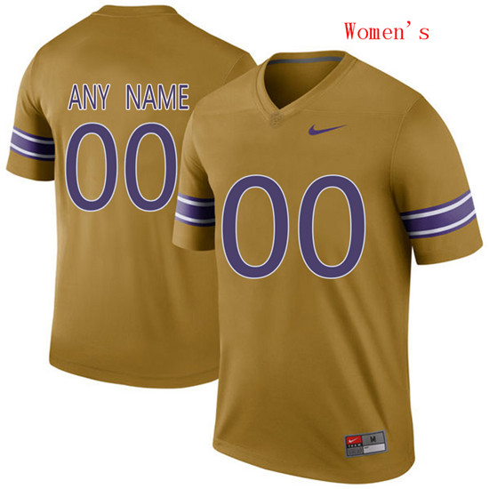  Women's LSU Tigers Customized College Football Limited Throwback Legand Jersey - Gridiron Gold 