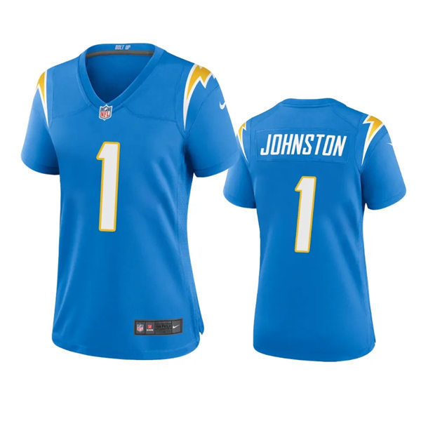  Women's Los Angeles Chargers #1 Quentin Johnston Powder Blue Limited Jersey 