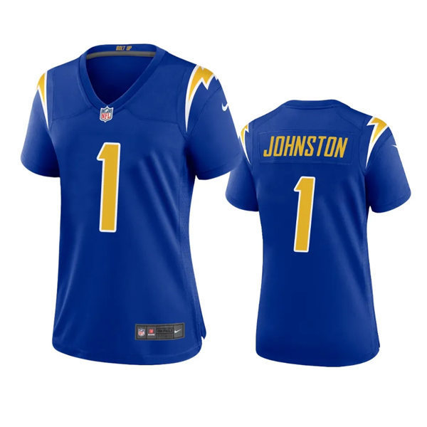  Women's Los Angeles Chargers #1 Quentin Johnston Royal Gold 2nd Alternate Limited Jersey 